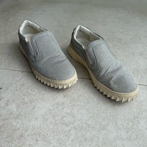 Salvatore Ferragamo Womens Momo Glitter Slip On Sneakers